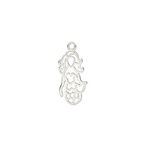 Charm Amoracast&reg; 1pkg1 sterling silver, 16x8.5mm 2-sided open mermaid