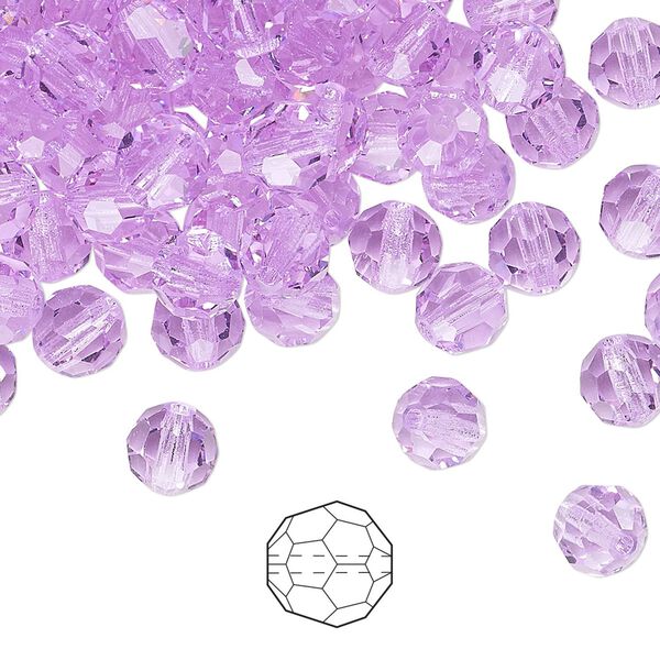 Bead 288pk violet, Preciosa Czech crystal 6mm round image number 0