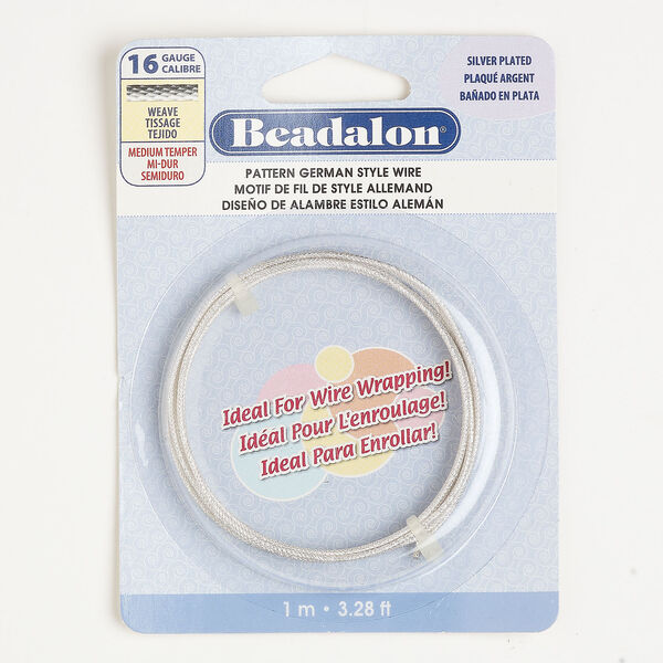 Wire, Beadalon&reg; 1pkg1 silver-plated copper, weave round, 16 gauge, 1 meter section. image number 0