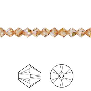 Bead 144pk crystal metallic sunshine, Crystal Passions&reg; 5mm bicone 5328