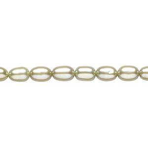 Pearl 1pkg1 cultured freshwater, 5mm rice C grade, 15 inch dyed moss