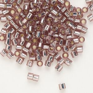Seed bead, Delica&reg;, glass, pkg/7.5g, #8 round, transparent silver-lined smoky amethyst (DBL-0146).