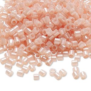 Seed bead, Delica&reg;, glass, pkg/50g, #8 round, opaque inside dyed color luster baby pink (DBL-0234).