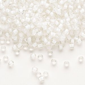 Seed bead, Dyna-Mites&trade;, glass 1pkg0.5kg, #8 round, transparent inside dyed color white (218 8/0 RR)