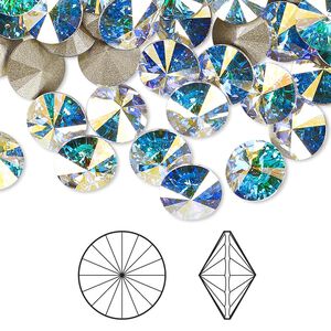 Chaton 48pk crystal AB foil back, Crystal Passions&reg; 8.16-8.41mm rivoli SS39 1122