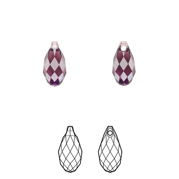 Briolette 144pk amethyst, Swarovski&reg; 11x5.5mm pendant drop 6010 image number 0