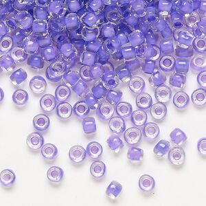 Seed bead, Dyna-Mites&trade;, glass 1pkg40g, #6 round, translucent inside dyed color dark lilac (214 6/0 RR)