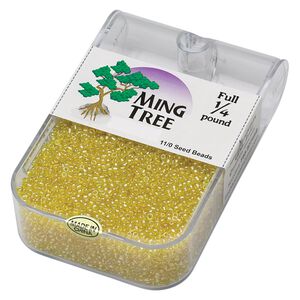 Seed bead, Ming Tree&trade;, glass, pkg/1/4 pound, #11 round, translucent luster yellow.