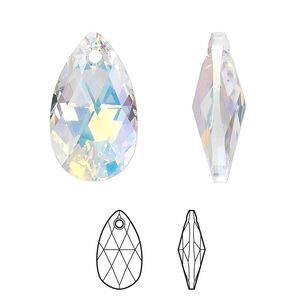 Drop 1pk crystal AB, Crystal Passions&reg; 22x13mm pendant pear 6106