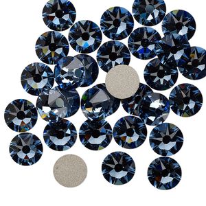 Flat back 12pk denim blue foil back, Crystal Passions&reg; 7.07-7.27mm rose round SS34 2088