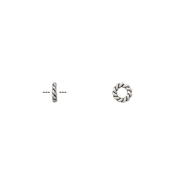 Jump ring 1pkg18 sterling silver, 6mm twisted round, 15 gauge / 3mm inside diameter / Hill Tribes / antiqued image number 0