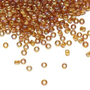 Seed bead, TOHO BEADS&reg;, glass, pkg/7.5g, #8 round, translucent rainbow topaz (TR-08-162C).
