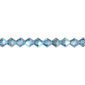 Bead 1pkg144 Malibu blue AB, Preciosa Czech crystal, 5mm bicone