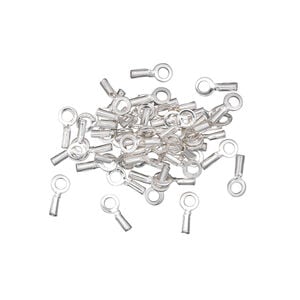 Crimp end 1pkg50 sterling silver, 3x1mm tube / loop / approx 0.4mm inside diameter