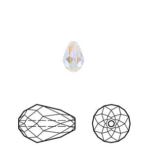 Bead 144pk crystal shimmer 2X, Swarovski&reg; 9x6mm teardrop 5500