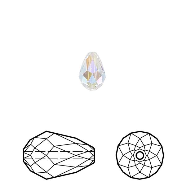Bead 144pk crystal shimmer 2X, Swarovski&reg; 9x6mm teardrop 5500 image number 0