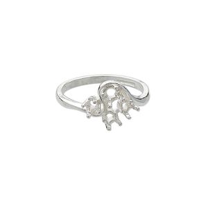 Ring, Sure-Set&trade;, sterling silver, swirl band with (3) 3mm and (1) 3.5mm 4-prong round settings, size 6. Sold individually.