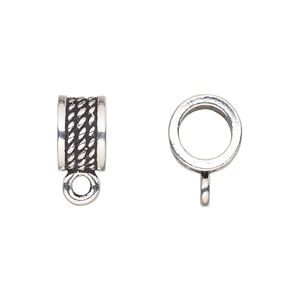 Bead, TierraCast&reg;, antique silver-plated pewter (tin-based alloy), 10.5x7mm rondelle with rope design and closed loop. Sold per pkg of 2.