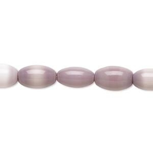 Bead, cat's eye glass (fiber optic glass), lavender, 11x6mm-11x8mm oval. Sold per 15-inch strand.