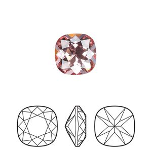 Fancy stone 1pk light rose foil back, Preciosa MAXIMA Czech crystal rhinestone 12mm cushion square