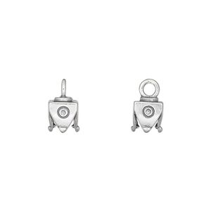 Cord end 1pkg1 sterling silver, 7x6mm square / 4mm inside diameter, antiqued / JBB Findings
