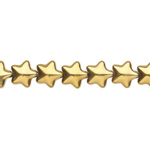 Bead, pressed glass, opaque light bronze, 8mm star. Sold per 15-1/2" to 16" strand.