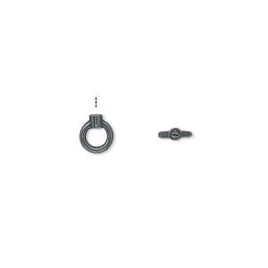 Crimp end 1pkg4 gunmetal-plated, 6.5x5.5mm / 2.5x2mm tube / 5.5mm loop / 1mm inside diameter, brass / JBB Findings