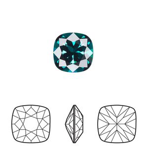 Fancy stone 1pk emerald foil back, Crystal Passions&reg; 12mm cushion 4470
