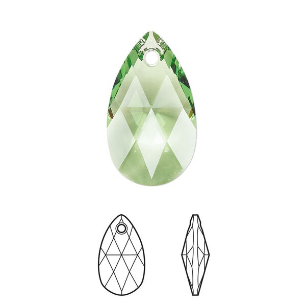 Drop 96pk peridot, Swarovski&reg; ReCreated&trade; 22x13mm pendant pear 6106 image number 0