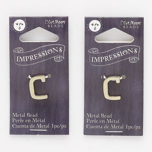 Bead 1pkg2 gold-finished "pewter", 13x9mm letter C