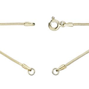 Chain 1pkg1 sterling silver snake, 1.1mm necklace component / 3.5mm jump ring / springring clasp, "vermeil" 16.75 inch