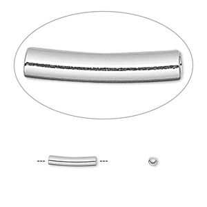 Bead 1pkg10 sterling silver, 10x2mm curved tube
