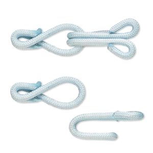 Clasp hook&eye 1pkg1 "pewter" (zinc alloy), 32x12mm, blue turquoise nylon 1-strand