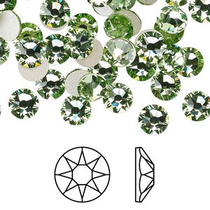 Flat back 288pk peridot foil back, Swarovski&reg; 6.32-6.5mm rose round SS30 2088