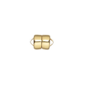Clasp magnetic 1pkg12 gold-plated, 8.6x7.7mm barrel, brass Mag-Lok&reg; 1-strand