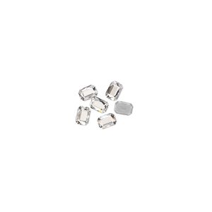 Flat back 6pk crystal foil back, Crystal Passions&reg; hotfix 3.7x2.5mm emerald jewel 2602
