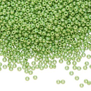Seed bead, Preciosa Ornela Czech glass, pkg/50g, #11 rocaille, opaque rainbow mint green, (54230).