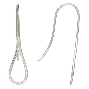 Ear wire fishhook 1pkg2 sterling silver, 40mm / teardrop, 20 gauge 1 pair