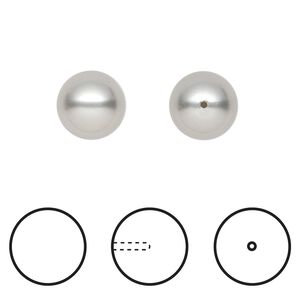 Pearl 100pk light grey, Swarovski&reg; 10mm half-drilled round 5818