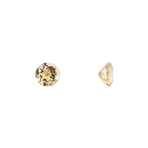 Citrine 1pkg1, hand-cut faceted round gem 6mm
