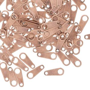 Chain tab 1pkg100 copper-plated, 10x4mm, brass antiqued