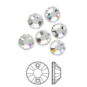 Sew-on 6pk crystal foil back, Crystal Passions&reg; 8mm flatback 3204