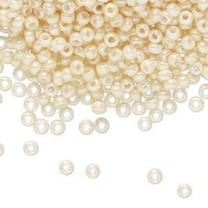 Seed bead, TOHO BEADS&reg;, glass, pkg/50g, #8 round, opaque luster light beige (TR-08-123).