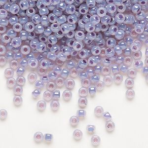 Seed bead, Miyuki, glass, pkg/50g, #8 rocaille, opaque inside dyed color luster purple (RR-525).