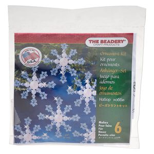 Ornament kit, The Beadery&reg;, plastic 1pkg1, translucent blue and opaque pale blue, snowflakes (7006).