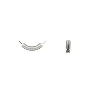 Bead 1pkg50 silver-plated, 10x2mm curved tube, brass antique