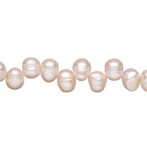 Freshwater pearl 1pkg1, top-drilled rice natural, 15 inch peach and mauve 6x4mm-8x6mm cultured