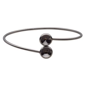 Bracelet, Almost Instant Jewelry&reg;, cuff, black-finished brass, 21mm wide and (2) SS39 rivoli glue-in settings, 7-1/2 inches. Sold individually.