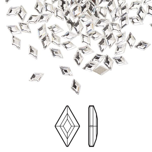 Flat back 288pk crystal foil back, Swarovski&reg; 5x3mm diamond 2773 image number 0