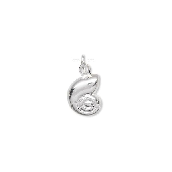 Charm, sterling silver, 11x9mm shell. Sold per pkg of 2. image number 0